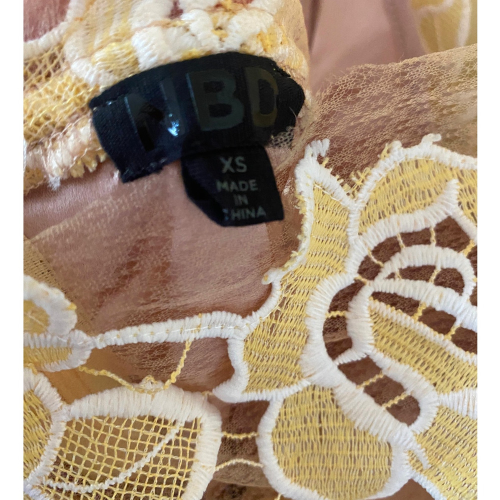 NBD Mini dress Harriet floral Lace Sunshine XS yellow fairy revolve open back - Picture 7 of 7